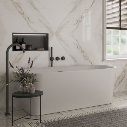 Crosswater Carne Grande Matt White 1700mm Freestanding Bath - Lifestyle Image 1